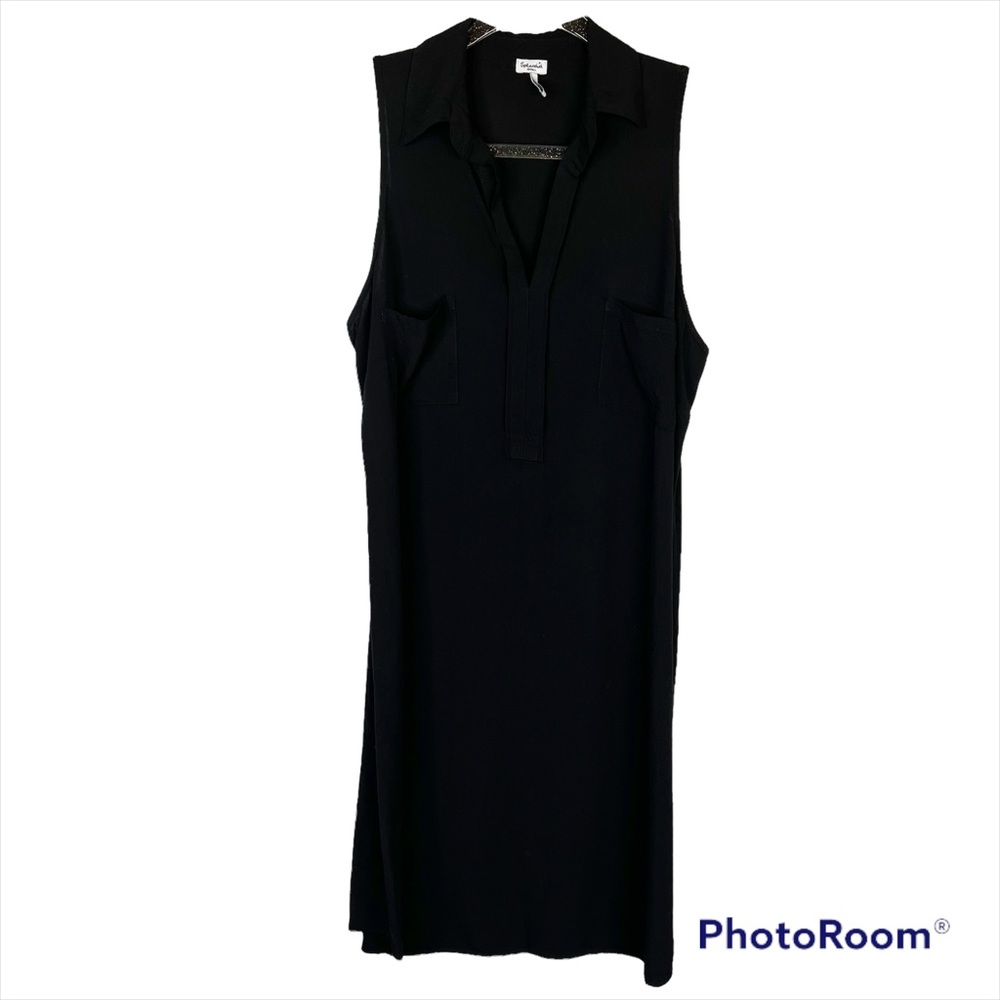 GUC Splendid Black Tie Waist Patch Pocket Shirt Dress